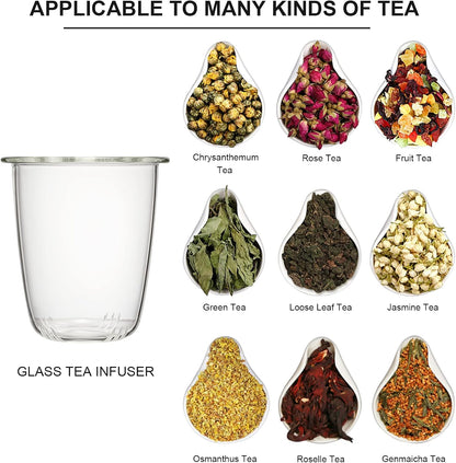 Glass Tea Infuser Cup with Lids and Handle for Blooming & Loose Leaf, 14oz | Borosilicate, Heat Resistance, Lead-free, Microwave & Dishwasher Safe