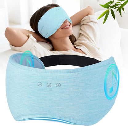 Sleep Headphones with Bluetooth 5.4 Sleep Mask, Bamboo Cotton Music Wireless Bluetooth Eye Mask for Sleeping, Earphones HD Speaker Microphone for Travel