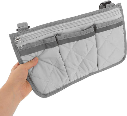 Amosfun Bed Rail Storage Pouch with Zipper Pocket and Integrated Cup Holder, Pongee Material Organizer for Wheelchairs and Mobility Devices, Easy Clean Bedside Rail Caddy for Hospitals