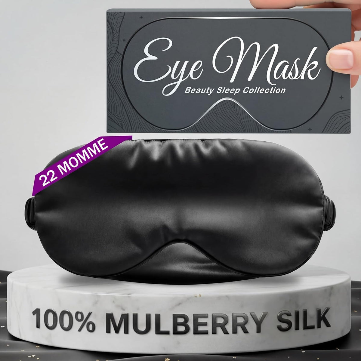 SLEEP SANCTUARY 100% Pure Mulberry Silk Sleep Mask - 22 Momme Light Blocking 3D Contour Silk Eye Mask for Sleeping - Secure Fit for Side Sleepers, Women & Men - Cloud Soft (Misty Blue)