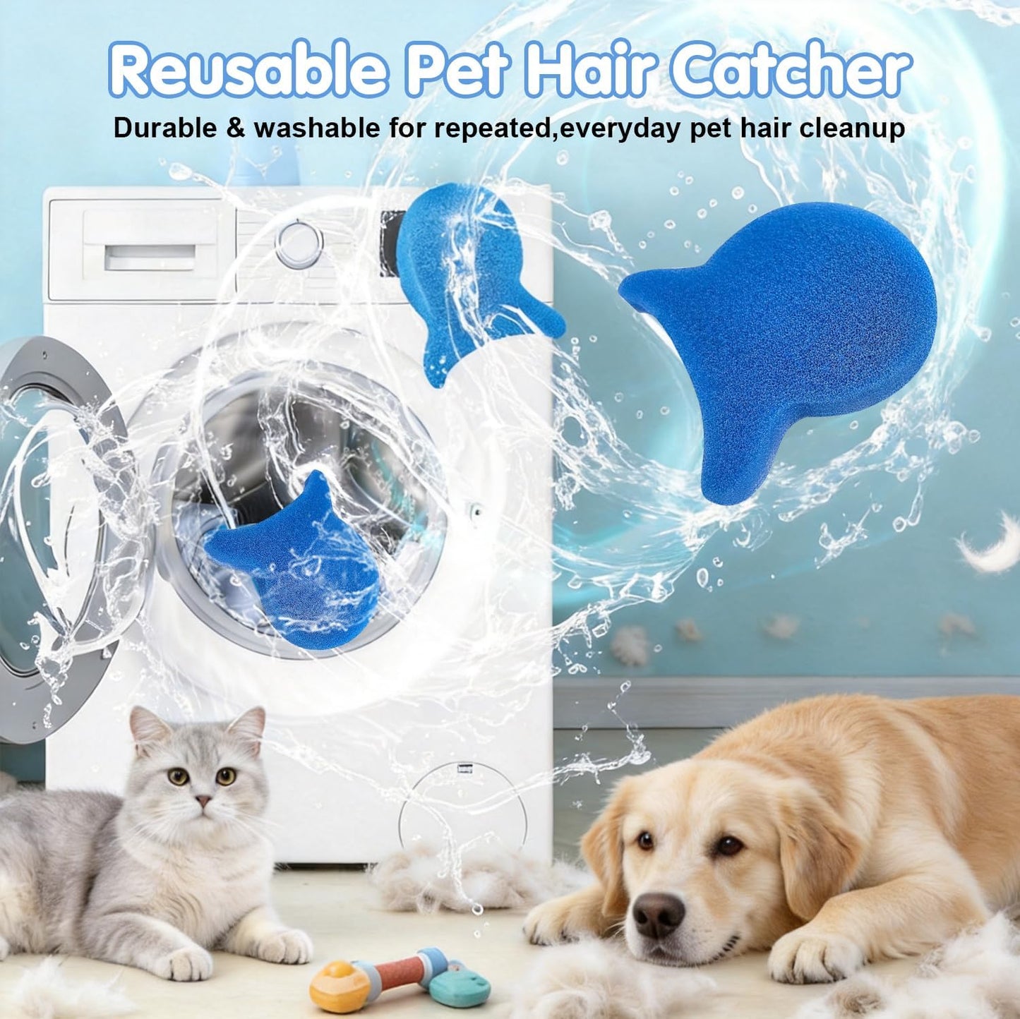 8 Pcs Pet Hair Remover for Laundry,Reusable Dog & Cat Hair Catcher Tool,Effectively Removes Fur,Lint and Dander from Clothing and Bedding,Safe for Washing Machines and Dryers