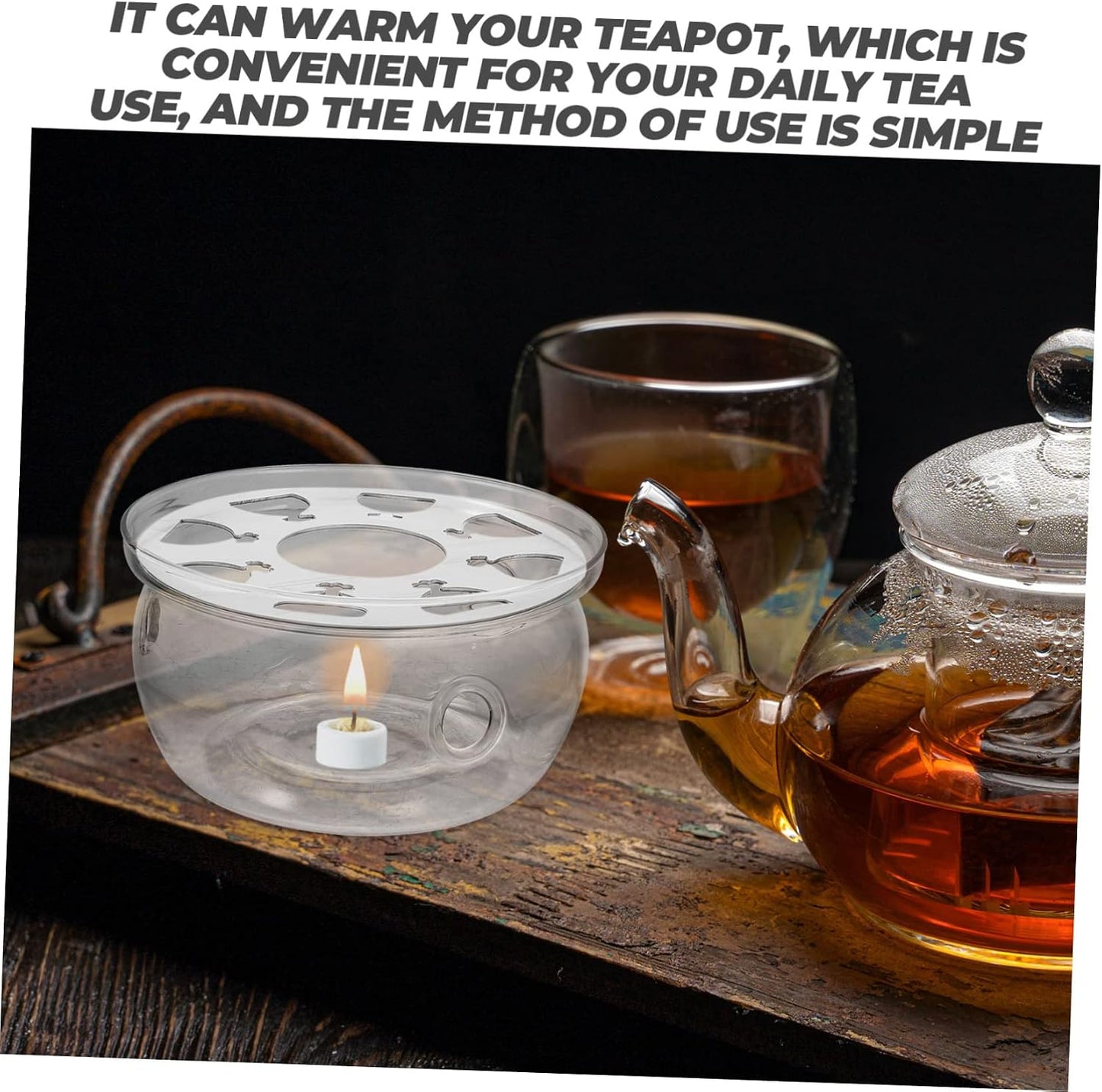 DECHOUS Retro Teapot Warmer Tea Heater Glass Teapot Heating Warmer Small Kettle Base