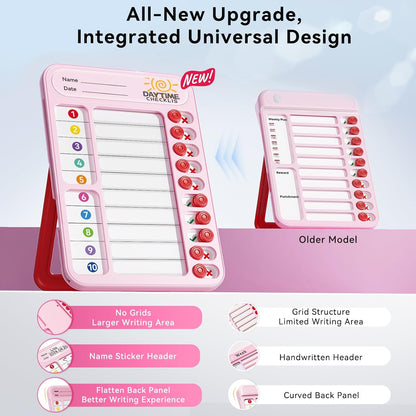 Chore Chart for Kids ADHD Tools to Do List Checklist Magnetic Planning Board with Sliders, Visual Schedule Board with Dry Erase Sheets, Sticker, Marker, Routine Chart for Kids - Pink