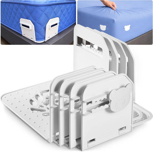 Patented Bed Sheet Holders ABS Lock System for Fitted Sheets Secure Clips | Patented Lock Design, 168 Anti-Slip Points, Reinforced ABS Material, One-Time Installation, Fits All Mattress Sizes