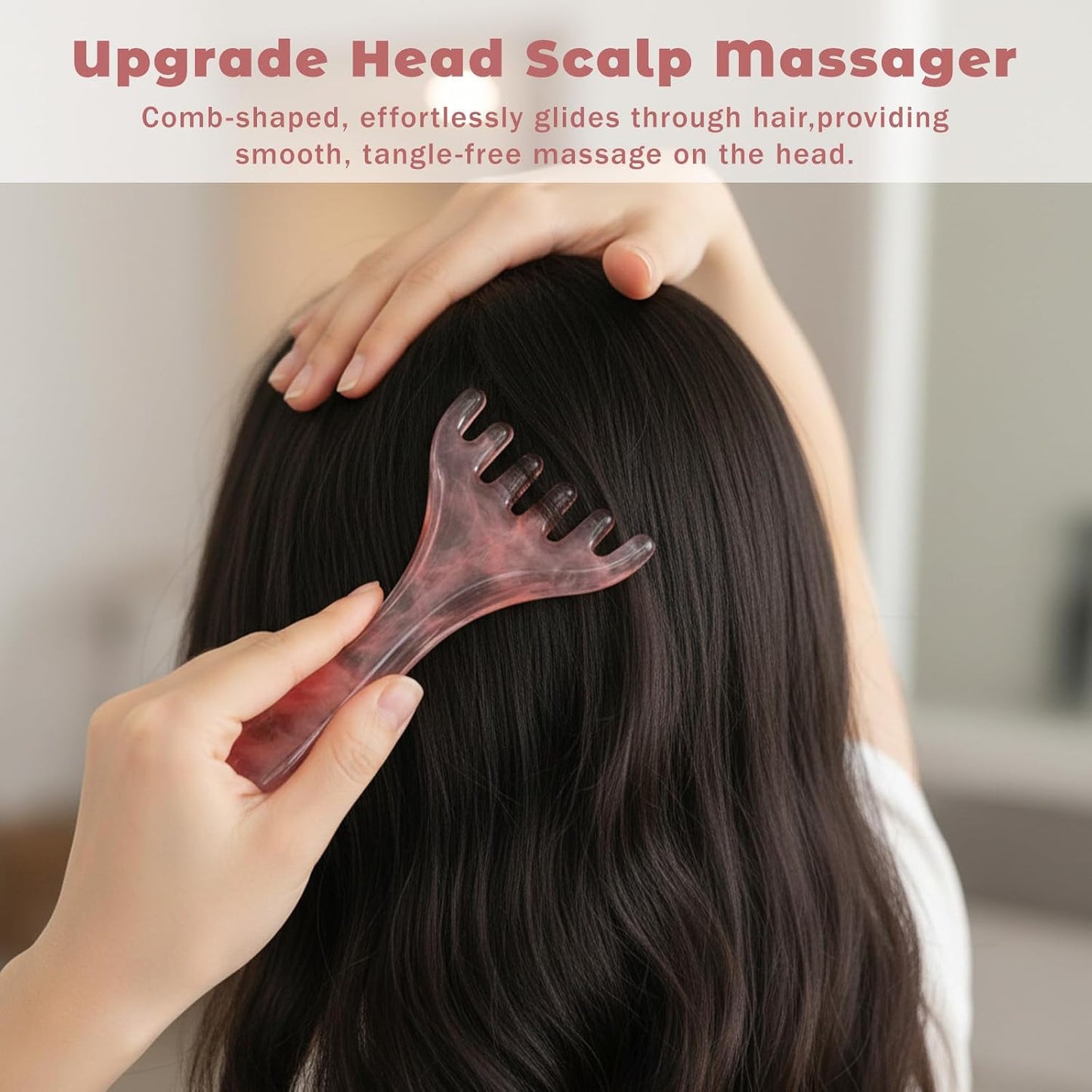 ElevateTech Scalp Massager Handheld Comb, 2 Pcs Head Massager Scalp Comb Manual Hair Scalps Massage Gua Sha Tool Five Claw Resin Relax Spa Tool for Soothing Head Massage, Pink