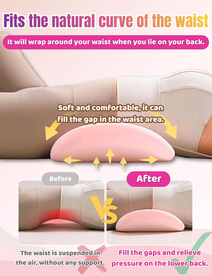 Lumbar Support Pillow for Sleeping - Back Pillow for Sciatica & Back Pain | Memory Foam Lumbar Pillow for Lower Back Pain Relief, Ergonomic Pillow for Side/Back/Stomach Sleepers with Washable Cover