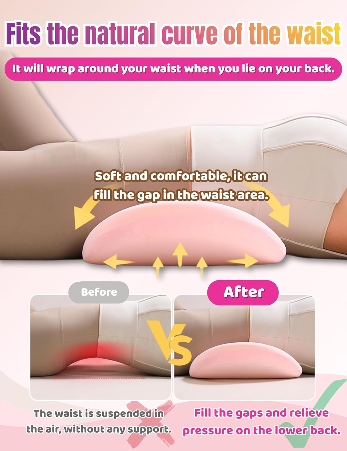 Lumbar Support Pillow for Sleeping - Back Pillow for Sciatica & Back Pain