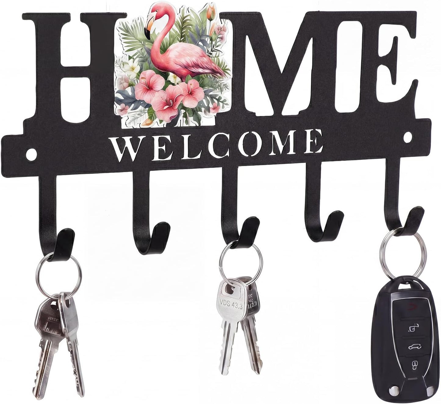 Key Holder Wall Mount Paw Print Metal Key Hooks Organizer Dog Leash Holder with 5 Hooks Rustic Farmhouse Decorative Welcome Home Wall Decor for Entryway Bathroom Dog Lover 9.8 Inch