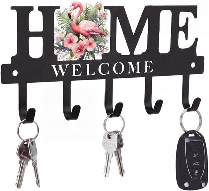 Key Holder Wall Mount Paw Print Metal Key Hooks Organizer Dog Leash Holder with 5 Hooks Rustic Farmhouse Decorative Welcome Home Wall Decor for Entryway Bathroom Dog Lover 9.8 Inch