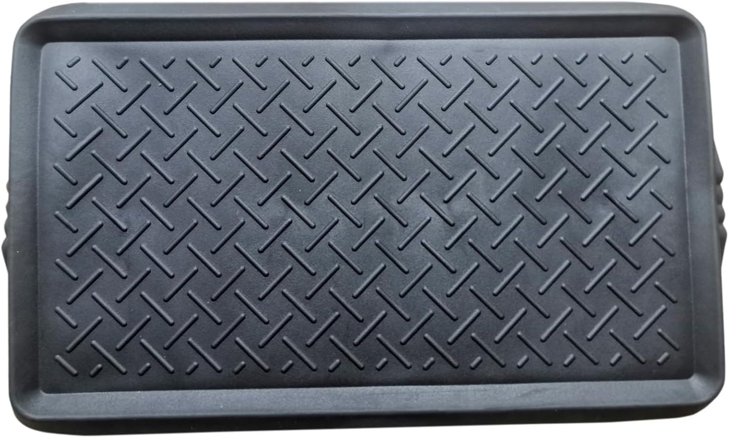 Boot Tray for Entryway,Hard Plastic Boot Mat,Shoe Tray,Shoe Mat for Indoor and Outdoor Use (Black Flower (Hard Plastic), 29.5X14.9 inch)