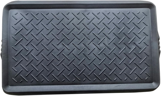 Boot Tray for Entryway,Hard Plastic Boot Mat,Shoe Tray,Shoe Mat for Indoor and Outdoor Use (Black Flower (Hard Plastic), 29.5X14.9 inch)