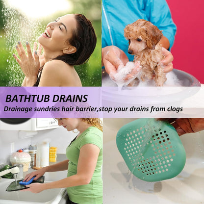 Bovinde Hair Drain Catcher,Square Cover for Shower 2 Pack (Black) | Drainer Cover Silicone Hair Stopper with Suction Cups,Protector Accessories,Easy to Install Suit for Bathroom,Bathtub,Sink