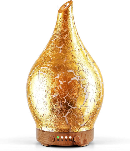 Porseme Oil Diffuser 3D Glass Aromatherapy Ultrasonic Humidifier, Air Refresh Auto Shut-Off, Timer Setting, BPA Free for Home Hotel Yoga Leisure SPA Gift 150ml Last 6H - Colors A