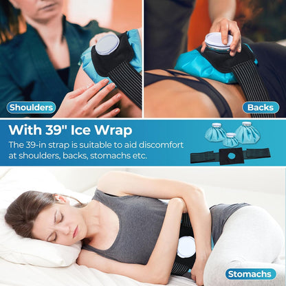 Ice Bags for Injuries Reusable: Ohuhu 3 Packs Ice Cold Packs with 2 Wrap Ice Bag Hot Water Hot & Cold Therapy Pain Relief for Knee Leg Injury No-Leak Waterproof Ice Bags 3 Sizes 6"/9"/11", Light Blue