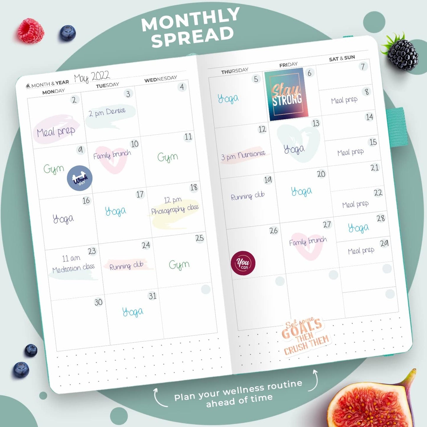 Clever Fox Wellness Planner & Food Journal for Weight Loss, A5 Orange | 5.8"x8.3" nutrition & exercise tracker for women tracking meals, diet & symptom diary, calorie counter notebook, stickers