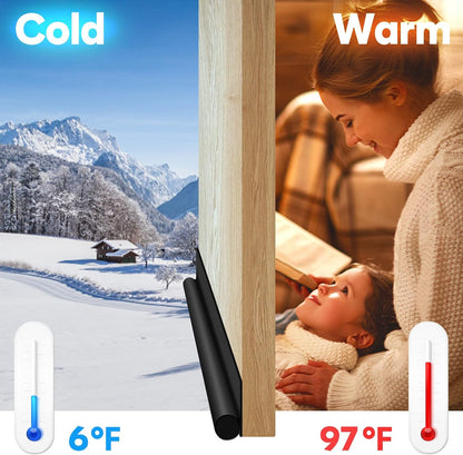 HomeProtect Door Draft Stopper Weather Stripping Door Seal Under Door Sweep Block Cold Air Gaps Front Soundproof Draft Blocker for Bottom of Door Suitable for Interior/Exterior,White