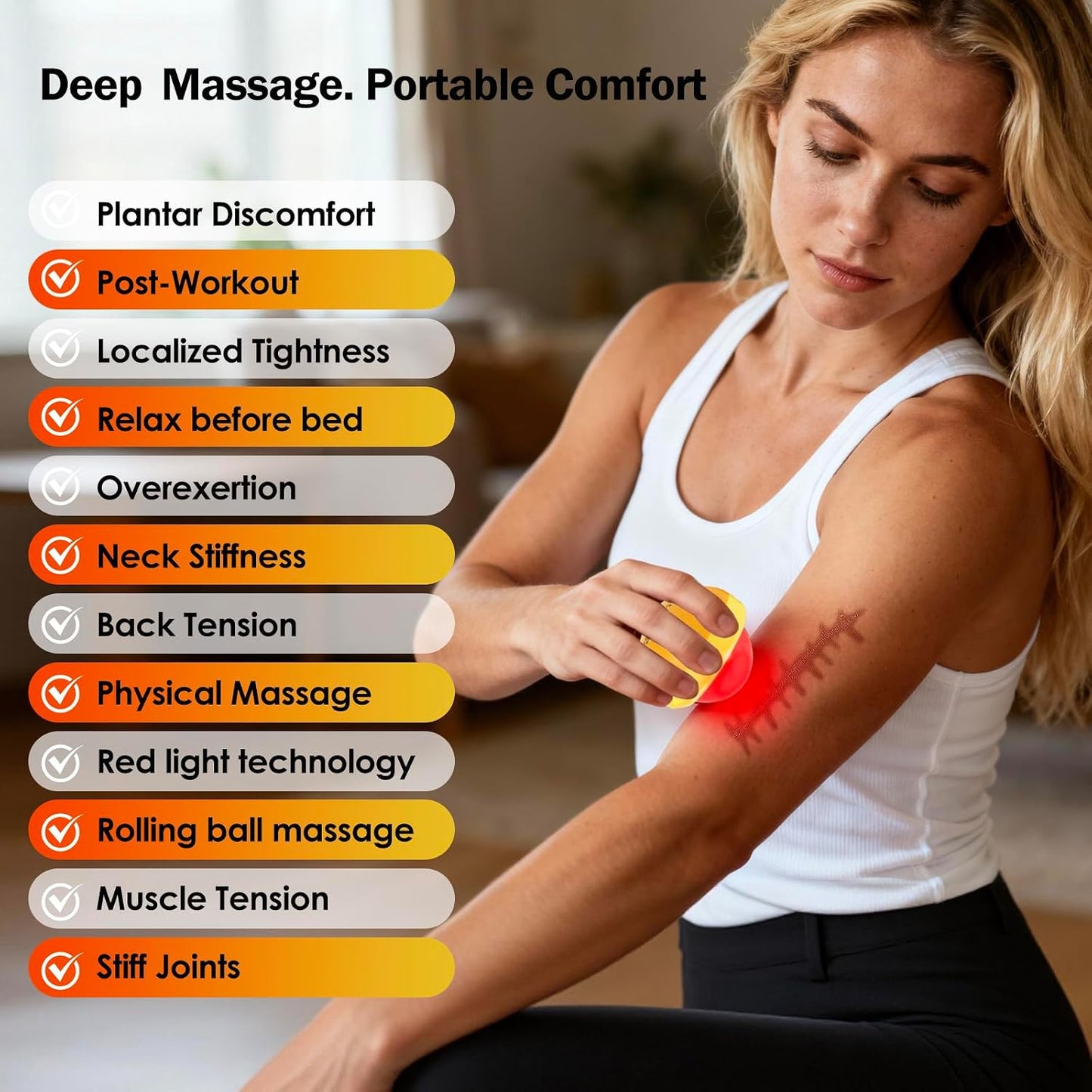 Red Light Vibrating Massage Ball - Handheld Trigger Point Tool for Deep Tissue Massage and Myofascial Release, Portable Massager for All Over the Body (Avocado)