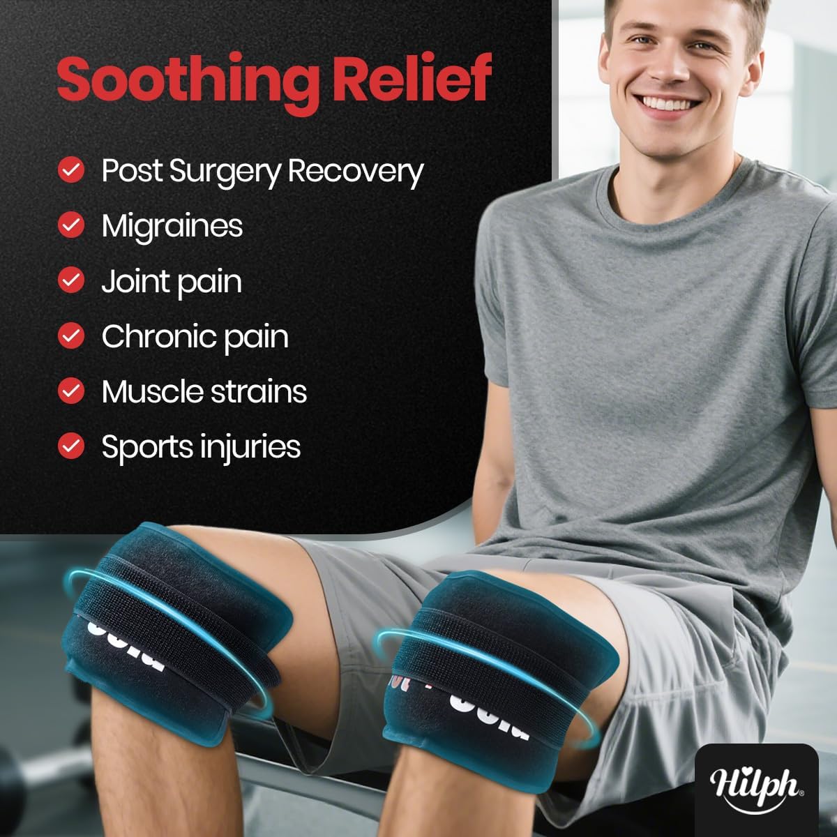 Hilph Ice Packs for Injuries 2 Pack, Hot Cold Gel Therapy Wrap with Strap