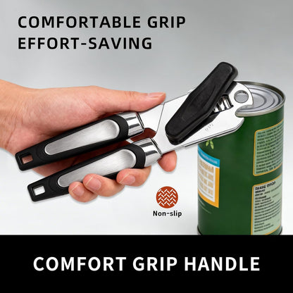 X&E Can Opener Manual, Handheld Strong Heavy Duty Stainless Steel Can Opener, Comfortable Handle, Sharp Blade Smooth Edge, Can Openers with Multifunctional Bottle Opener
