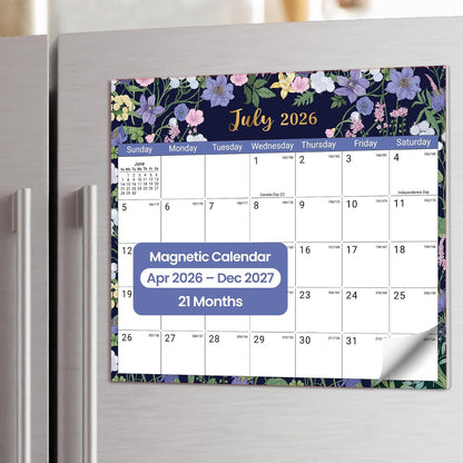 2026-2027 Magnetic Calendar for Refrigerator, Apr 2026-Dec 2027 | 21-Month Fridge Calendar 2026-2027 for Home Planning, Scheduling and Easy Organization, Greenery