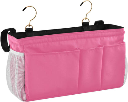 Black Bedside Caddy Storage Bag Bedside Organizer for Bed Rails College Dorm Room Organizer Caddy Hanging Shelf 6 Pockets with Hooks for Drinks Magazine Phone Holder