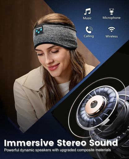 Perytong Sleeping Headphones Bluetooth Headband, Soft Long Time Play Sleeping Headsets with Built in Speakers Perfect for Workout,Running,Yoga,Travel, Darkgray