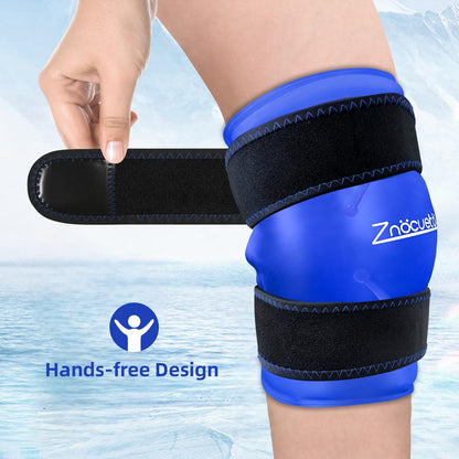 ZNÖCUETÖD Enhanced Knee Ice Pack Wrap for Pain Relief, Large Gel Ice Pack for Knee Leg Injuries Reusable with Cold Compression for Tendonitis, Arthritis, Swelling, Bruises, Surgery Recovery