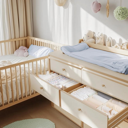 Drawer Organizer Clothes, 10 Pack Dresser Organizer for Baby Clothes, Underwear, Sock- Foldable Closet Organization and Storage Dividers Bins for Nursery, Bedroom (Beige)