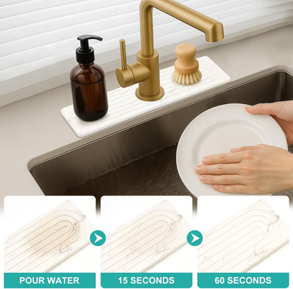 Fast Dry Stone Faucet Mat for Bathroom Sink Kitchen Counter Marble Trays | Small Diatomite Sink Splash Guard White Absorbent Tray Counter Quick Drying Stone Kitchen Diatomaceous Earth Around Faucet