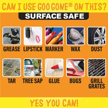 Goo Gone Spray Adhesive Remover Gel, 6 Pack, Removes Glue, Stickers, Tape Residue, Grease, Gum & Wax, Adhesive Spray with Citrus Cleaning Power for Hard Surfaces, Carpets & Fabrics