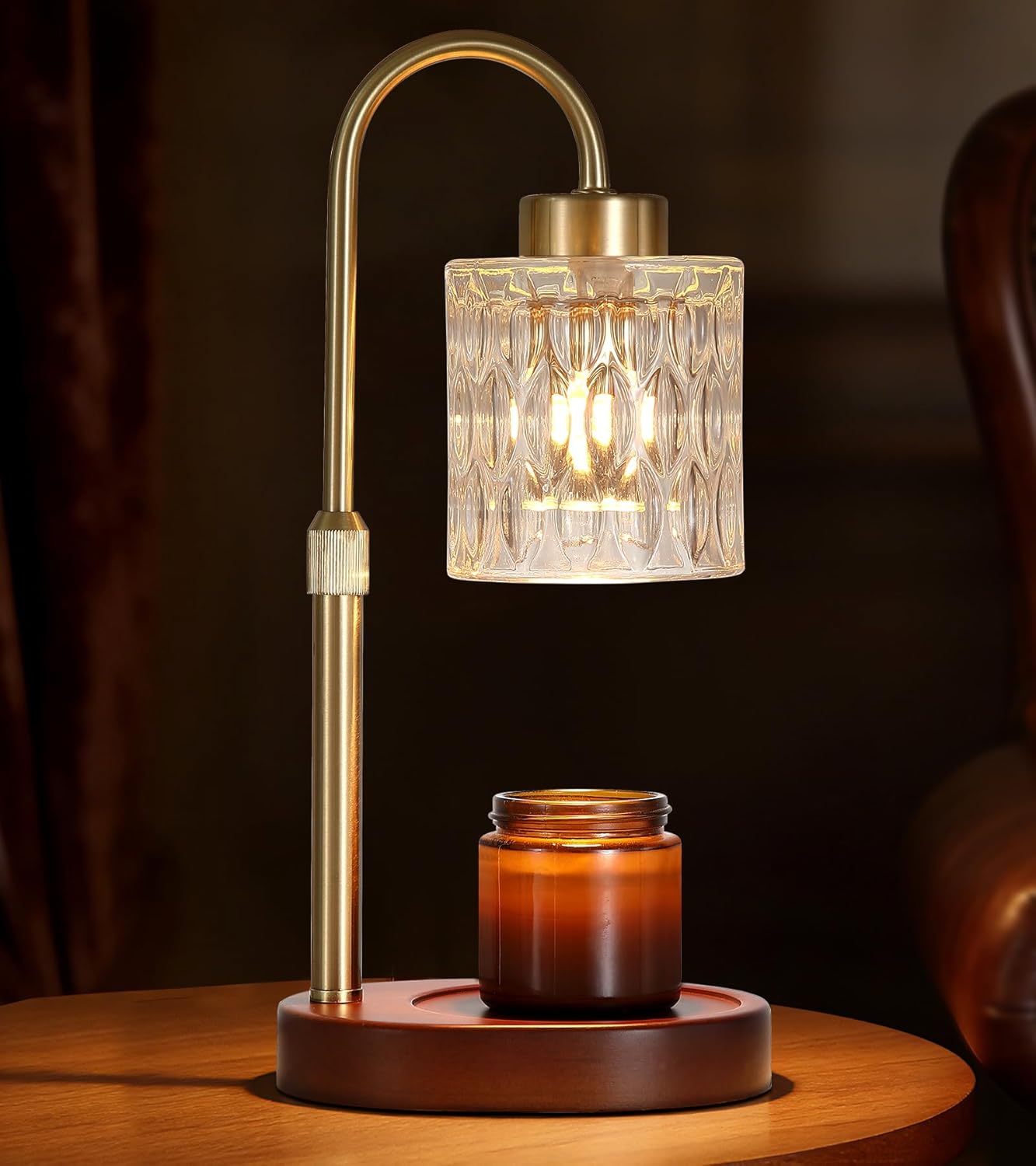 Candle Warmer Lamp with Timer and Dimmer,Electric Gold Light Gifts for Women Melt Wax Warmer Lamp with 2 Bulbs for Candle Jars House Warming New Home Decor Bedroom