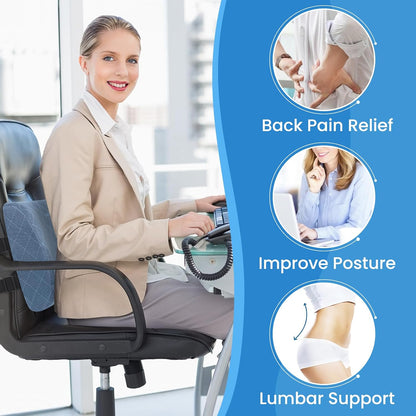 Lumbar Support Pillow for Office Chair, Back Support, Memory Foam, Grey | Improve Sitting Posture & Back Pain Relief. Lumbar Pillow Fits Office, Gaming & Car Chairs with Adjustable Dual Straps
