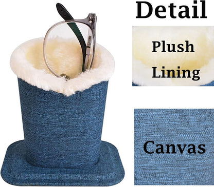 Baitaihem Pack of 2 Plush Lined Eyeglasses Holder Stand Protective Glasses Case For Desks Or Nightstands