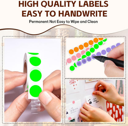 1/2 Inch Round Sticker,4 Rolls 2000Pcs Small Dot Stickers Color-Code Dots | Red+Yellow+Blue+Green 1.3cm Small Stickers Round Color Coding Circle Dots Stickers, Roll Dot Sticker Label for Office Home