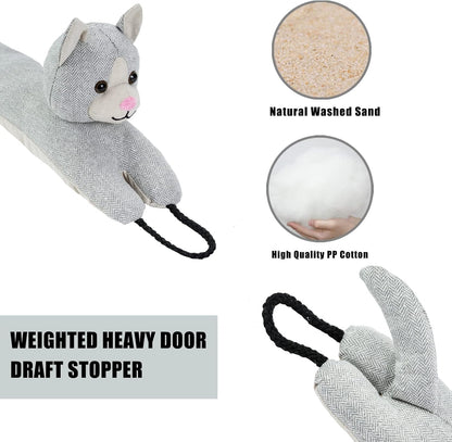 Under Door Draft Stopper Decorative Wind Stopper 36 inch for Door & Window, Weighted Animal Air Draft Stopper for Bottom of Door with Hanging Loops - Brown Dog