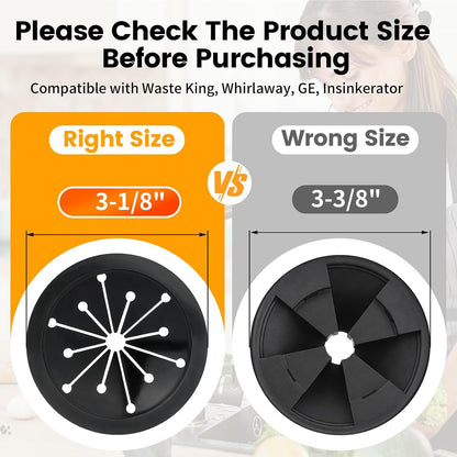 Garbage Disposal Splash Guard, 2 Pack Upgraded EPDM Rubber Drain Insert for InSinkErator Evolution Series 3 3/8" QCB-AM Sink Baffle Drain Cover Removable Quiet Collar EPDM Strainer Insert Parts