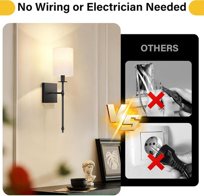 Battery Operated Wall Sconces Set of 2, Rechargeable Sconces with Remote