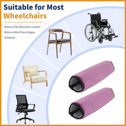 Wheelchair Armrest Covers (Pair)-Memory Foam Wheelchair armrest Pads Wicking Washable Non Slip Arm Rest Cover Cushion Pad for wheelchairs Office Chairs armchairs (Blue-Gray)