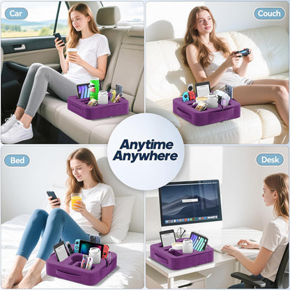 Couch Cup Holder Pillow, Sofa and Bed Caddy for iPad, Kindle, Switch, Game Controller, Remotes, Phones, Small-Sized Cup & Drink Holder for Couch, Bed, Desk, Car, Beach, Bathroom Cup Holder