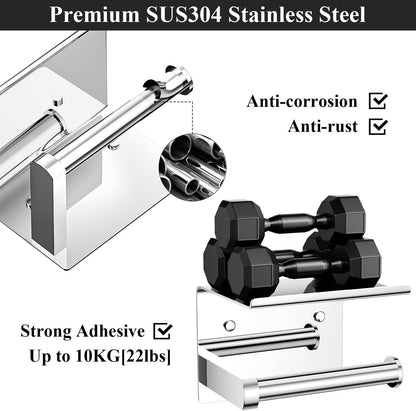 Toilet Paper Holder with Shelf Wall Mounted Toilet Paper Roll Dispenser | Heavy Duty Stainless Steel Brushed Nickel