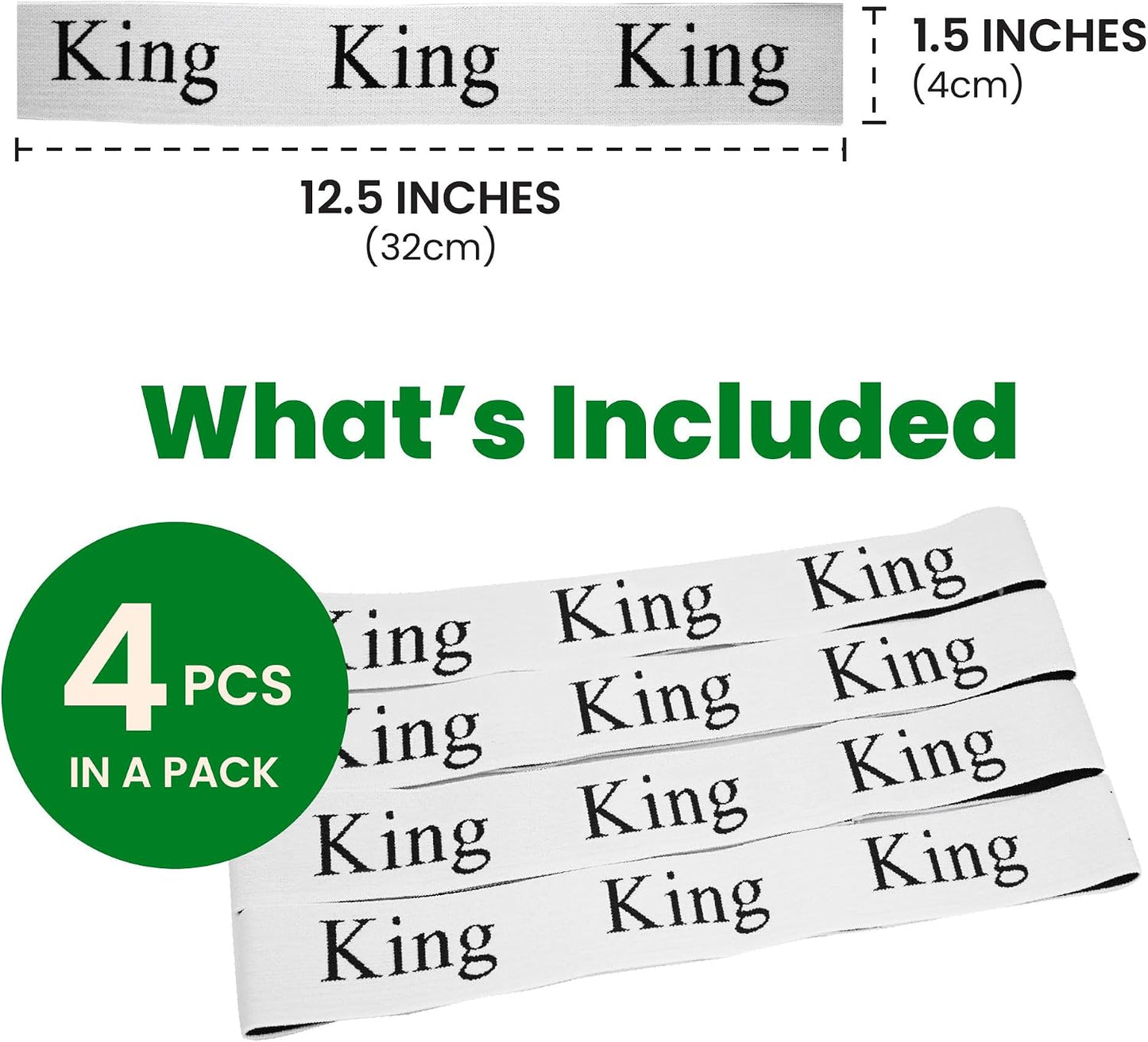 ECOHomes Bed Sheet Organizer Label Bands (King 4PCs Pack, Cream) | Storage Size Label Bands, Bed Sheets Set Organizers, Linen Closet Organization, Elastic Bedding Band, for Organizing Bedsheet