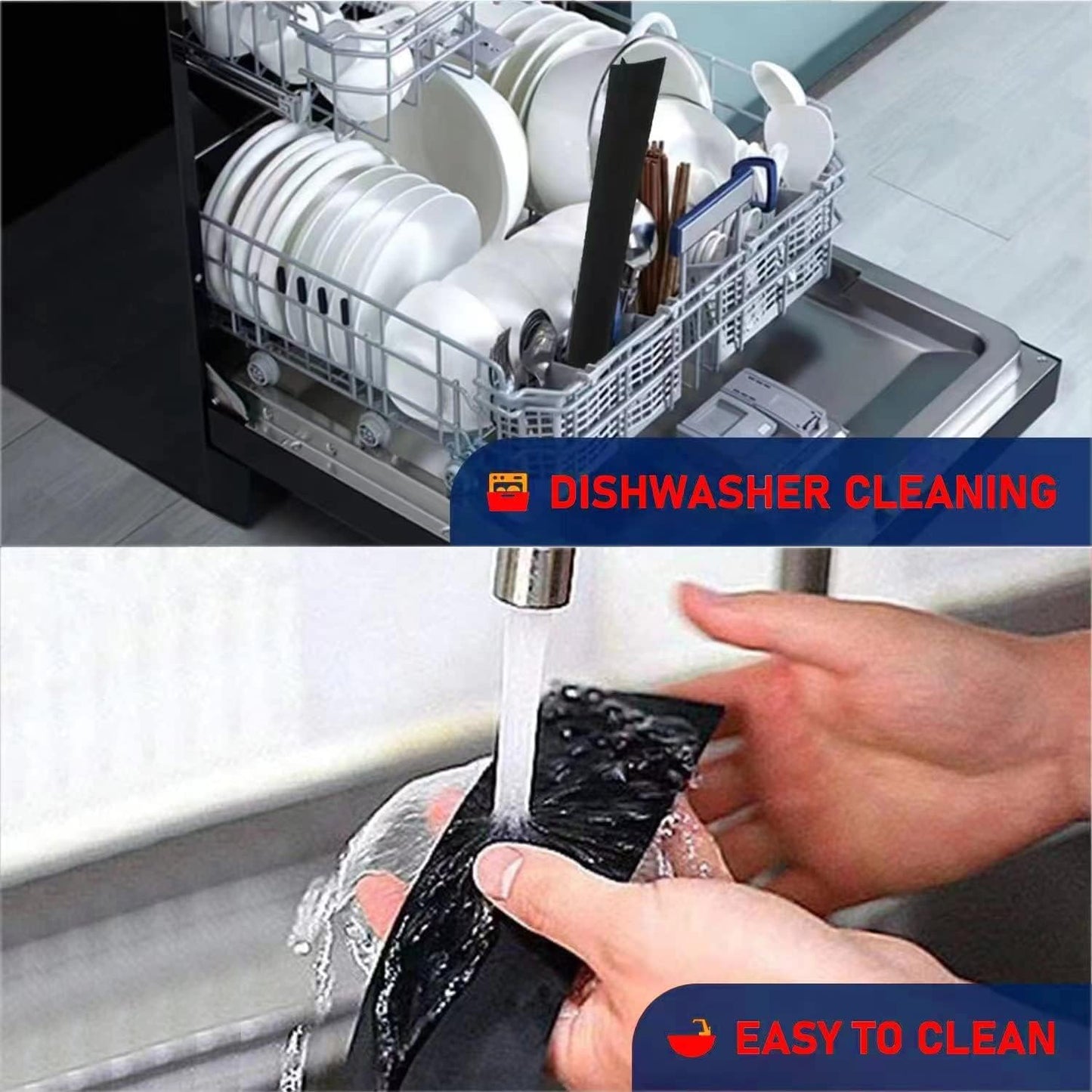 Silicone Kitchen Stove Gap Covers, Kitchen Counter Gap Anti-Slip Non-Tacky Filler Seals Spills Between Counter, Stovetop, Oven, Washer, Heat-Resistant，Set of 2 (21 Inches, Black) by liboyixi