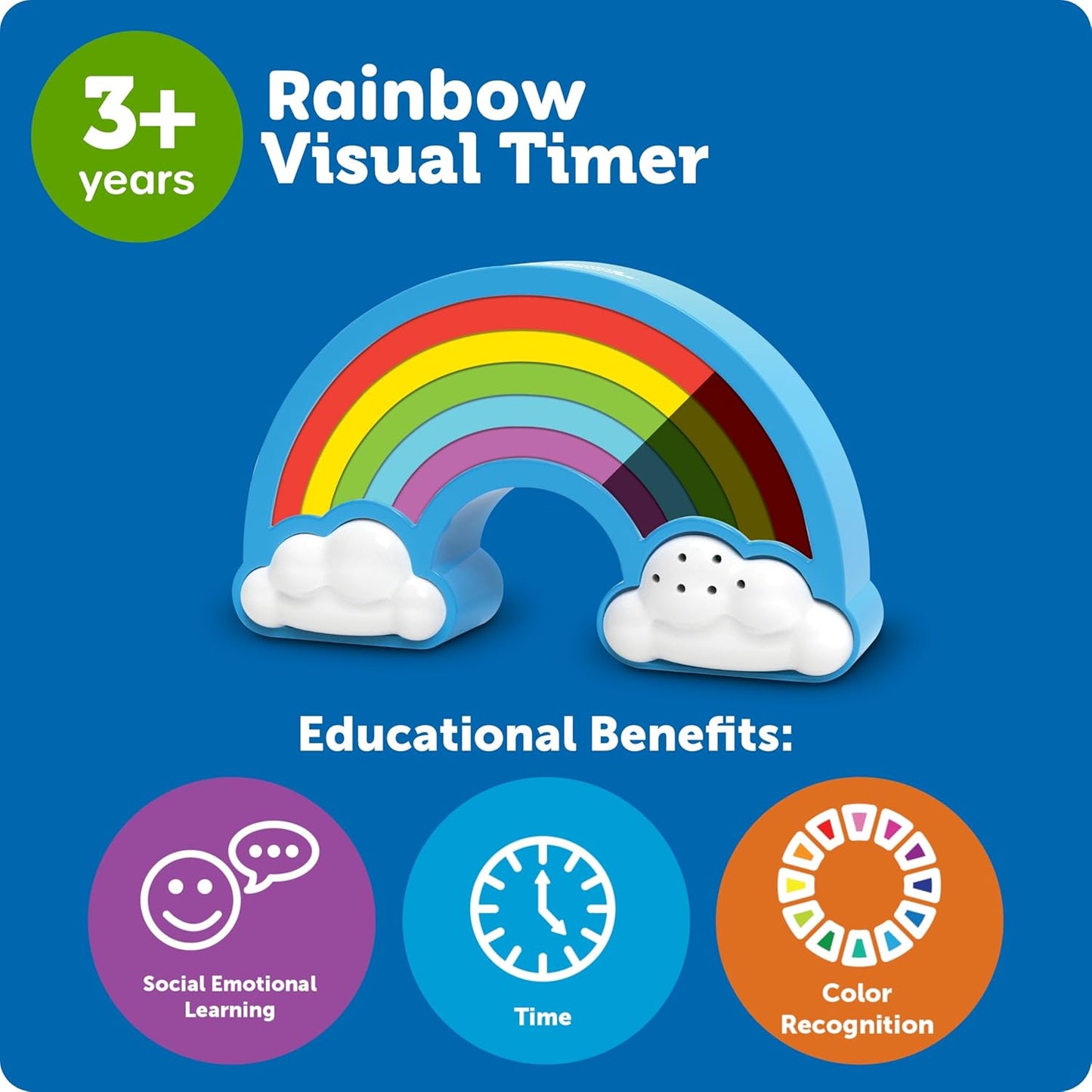 Learning Resources Rainbow Visual Timer | Time Management for Children, Audio and Visual Alarms, Schedule for Kids, Social Emotional Learning Skills, Countdown Timer