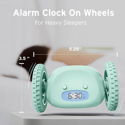 CLOCKY Alarm Clock on Wheels – Loud Rolling Alarm Clock for Heavy Sleepers | Runaway Clock that Jumps & Runs to Wake You Up | Funny Unique Gift for Adults, Teens & Kids Bedrooms (Black)