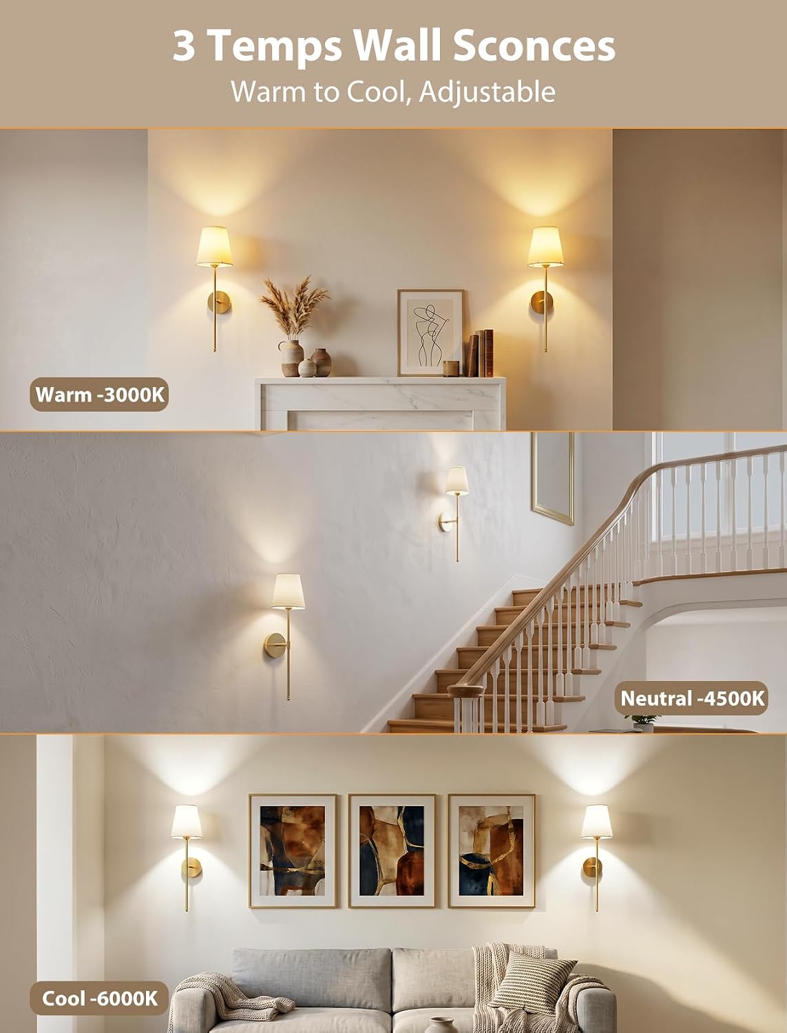 Wall Sconces Set of Two Rechargeable Cordless Wall Decor with Magnetic Bulb