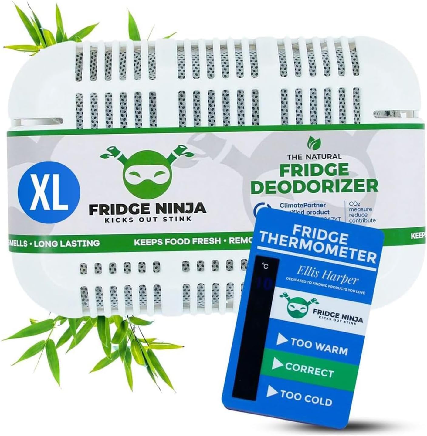 Fridge Ninja XL Pack Refrigerator Deodorizer, Fridge Odor Eliminator | Better than Baking Soda, Refrigerator & Fridge Smell Eliminator, Freezer Deodorizer Odor Eliminator for Refrigerators