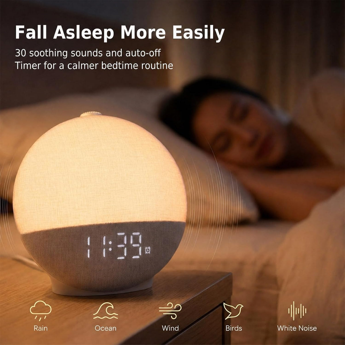Sunrise Alarm Clock with Sound Machine, Natural Wake Up Light with Night Light, 30 Sleep Sounds, White Noise Machine Alarm Clocks for Bedrooms, Heavy Sleepers