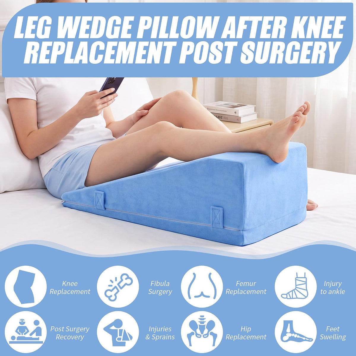 ROYALAY Leg Elevation Pillows for After Surgery, Adjustable Height Knee Surgery Recovery Equipment, Knee Replacement Recovery Aids for Hip Ankle Pain Relief Patent Pending