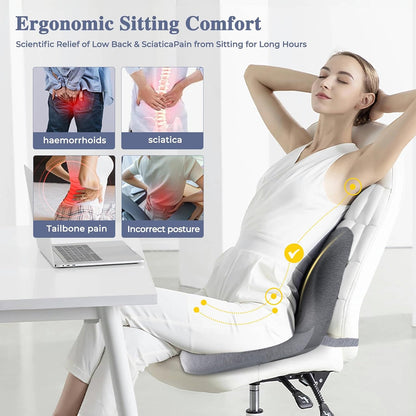 Seat Cushion with Lumbar Support Pillow, Back and Seat Cushion for Office