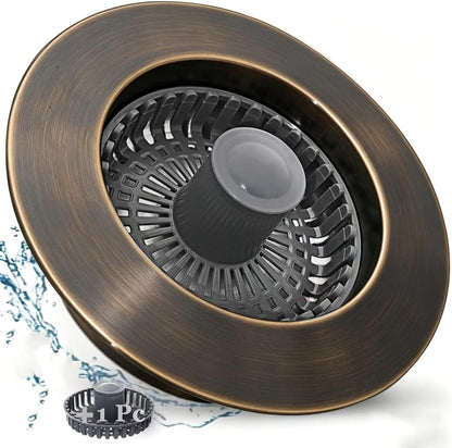 BAOLSLS 3 in 1 Kitchen Sink Stopper, Pop Up Kitchen Sink Drain Strainer | with An Extra Basket Strainer, Kitchen Sink Drain Stopper for US Standard 3-1/2 Inch, Chrome Silver